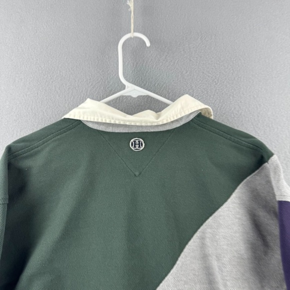 Tommy Hilfiger Rugby Shirt Mens Large Green Cotton 90s Long Sleeve Polo‎ - Picture 8 of 14